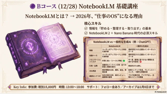 【Bコース】NotebookLM 基礎講座（12月28日）